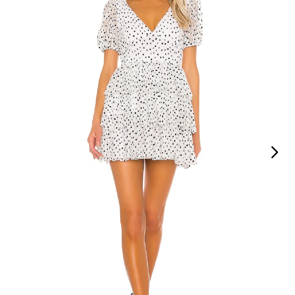 Lovers + Friends White Dress with Black Hearts